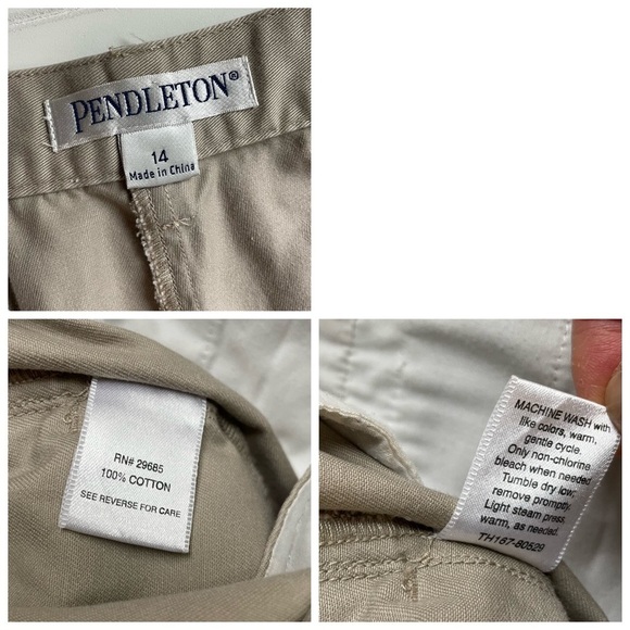 Pendleton Khaki Trouser Pant Tan Brown Beige Size 14 Office Business Casual 32L - Picture 4 of 8